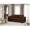 Image de Canapé droit fixe 3 places BELAMI en velours côtelé - Marron - L231 x P93 x H86cm - LOUNGITUDE