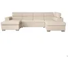 Image de Canapé panoramique 6 places PAOLA convertible avec 2 coffres en velours côtelé - Beige - L3205 x P188 x H76cm - LOUNGITUDE