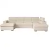 Image de Canapé panoramique paola convertible avec 2 coffres en velours côtelé - beige PAOLA