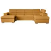 Image de Canapé panoramique 6 places PAOLA convertible avec 2 coffres en velours côtelé - Jaune - L3205 x P188 x H76cm - LOUNGITUDE