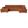 Image de Canapé panoramique 6 places PAOLA convertible avec 2 coffres en velours côtelé - Terracotta - L3205 x P188 x H76cm - LOUNGITUDE