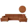 Image de Canapé panoramique 6 places paola convertible avec 2 coffres en velours côtelé - terracotta PAOLA
