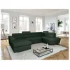 Image de Canapé panoramique 6 places PAOLA convertible avec 2 coffres en velours côtelé - Vert foncé - L3205 x P188 x H76cm - LOUNGITUDE