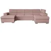 Image de Canapé panoramique 6 places PAOLA convertible avec 2 coffres en velours côtelé - Rose - L3205 x P188 x H76cm - LOUNGITUDE