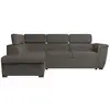 Image de Canapé d'angle paola convertible avec coffre en velours côtelé - angle gauche - gris PAOLA