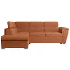 Image de Canapé dangle gauche 4 places PAOLA convertible avec coffre en velours côtelé - Terracotta - L252 x P188 x H76cm - LOUNGITUDE