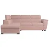 Image de Canapé dangle gauche 4 places PAOLA convertible avec coffre en velours côtelé - Rose - L252 x P188 x H76cm - LOUNGITUDE