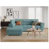 Image de Canapé dangle gauche 4 places PAOLA convertible avec coffre en velours côtelé - Bleu clair - L252 x P188 x H76cm - LOUNGITUDE