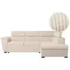 Image de Canapé d'angle paola convertible avec coffre en velours côtelé - angle droit - beige PAOLA