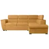 Image de Canapé dangle droit 4 places PAOLA convertible avec coffre en velours côtelé - Jaune - L252 x P188 x H76cm - LOUNGITUDE