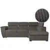 Image de Canapé d'angle paola convertible avec coffre en velours côtelé - angle droit - gris PAOLA