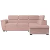 Image de Canapé dangle droit 4 places PAOLA convertible avec coffre en velours côtelé - Rose - L252 x P188 x H76cm - LOUNGITUDE
