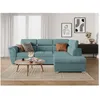 Image de Canapé dangle droit 4 places PAOLA convertible avec coffre en velours côtelé - Bleu clair - L252 x P188 x H76cm - LOUNGITUDE