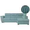 Image de Canapé d'angle paola convertible avec coffre en velours côtelé - angle droit - bleu clair PAOLA