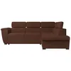 Image de Canapé dangle droit 4 places PAOLA convertible avec coffre en velours côtelé - Marron - L252 x P188 x H76cm - LOUNGITUDE