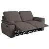 Image de Canapé de relaxation manuel ROSS 3 places en velours côtelé - Gris - L200 x P100 x H102cm - LOUNGITUDE