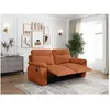 Image de Canapé de relaxation manuel ROSS 3 places en velours côtelé - Terracotta - L200 x P100 x H102cm - LOUNGITUDE