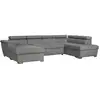 Image de Canapé panoramique convertible avec 2 coffres paola en tissu - gris clair PAOLA