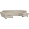 Image de Canapé panoramique convertible avec 2 coffres paola en tissu - beige PAOLA