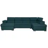 Image de Canapé panoramique convertible avec 2 coffres PAOLA en tissu - Bleu - L3205 x P188 x H76cm - LOUNGITUDE