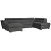 Image de Canapé panoramique convertible avec 2 coffres PAOLA en tissu - Gris foncé - L3205 x P188 x H76cm - LOUNGITUDE