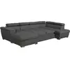 Image de Canapé panoramique convertible avec 2 coffres paola en tissu - gris foncé PAOLA