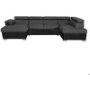 Image de Canapé panoramique convertible avec 2 coffres PAOLA en tissu et simili - Gris/Noir - L3205 x P188 x H76cm - LOUNGITUDE