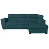 Image de Canapé dangle droit convertible 4 places PAOLA avec coffre en tissu - Bleu pétrole - L252 x P188 x H76cm - LOUNGITUDE