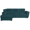 Image de Canapé dangle gauche convertible 4 places PAOLA avec coffre en tissu - Bleu pétrole - L252 x P188 x H76cm - LOUNGITUDE