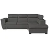 Image de Canapé dangle droit convertible 4 places PAOLA avec coffre en tissu - Gris foncé - L252 x P188 x H76cm - LOUNGITUDE