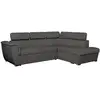 Image de Canapé d'angle droit convertible 4 places paola avec coffre en tissu - gris foncé PAOLA