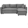 Image de Canapé dangle 4 places convertible et Réversible MARIA avec Coffre en microfibre - Gris - L227 x P146 x H81cm - LOUNGITUDE