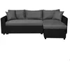 Image de Canapé dangle 4 places convertible et Réversible MARIA en simili et microfibre - Gris/Noir - L227 x P146 x H81cm - LOUNGITUDE