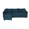 Image de Canapé d'angle 4 places convertible et réversible maria avec coffre en tissu - bleu MARIA