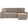 Image de Canapé dangle 3 places MARIA réversible convertible avec coffre en velours côtelé - Taupe - L227 x P146 x H81cm - LOUNGITUDE