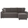 Image de Canapé dangle 3 places MARIA réversible convertible avec coffre en velours côtelé - Gris foncé - L227 x P146 x H81cm - LOUNGITUDE