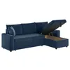 Image de Canapé dangle 3 places MARIA réversible convertible avec coffre en velours côtelé - Bleu foncé - L227 x P146 x H81cm - LOUNGITUDE