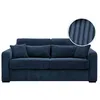 Image de Canapé convertible express 3 places ESIO couchage quotidien 140x190cm en velours côtelé - Bleu foncé