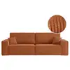 Image de Canapé droit 3 places farah convertible en velours côtelé - terracotta FARAH
