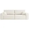 Image de Canapé droit 3 places FARAH convertible en tissu bouclette - Blanc