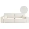 Image de Canapé droit 3 places farah convertible en tissu bouclette - blanc FARAH