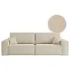 Image de Canapé droit 3 places farah convertible en tissu bouclette - beige FARAH