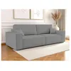 Image de Canapé droit 3 places FARAH convertible en tissu bouclette - Gris