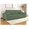 Image de Canapé droit 3 places FARAH convertible en tissu bouclette - Vert
