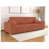 Image de Canapé droit 3 places FARAH convertible en tissu bouclette - Terracotta