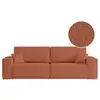 Image de Canapé droit 3 places farah convertible en tissu bouclette - terracotta FARAH
