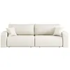 Image de Canapé droit 3 places ALYA convertible en tissu bouclette - Blanc