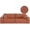 Image de Canapé droit 3 places alya convertible en tissu bouclette - terracotta ALYA