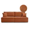 Image de Canapé convertible 3 places fiona sans accoudoirs coffre de rangement velours côtelé - terracotta FIONA