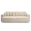 Image de Canapé droit 4 places JADE double méridienne et assise profonde en velours côtelé épais - Beige